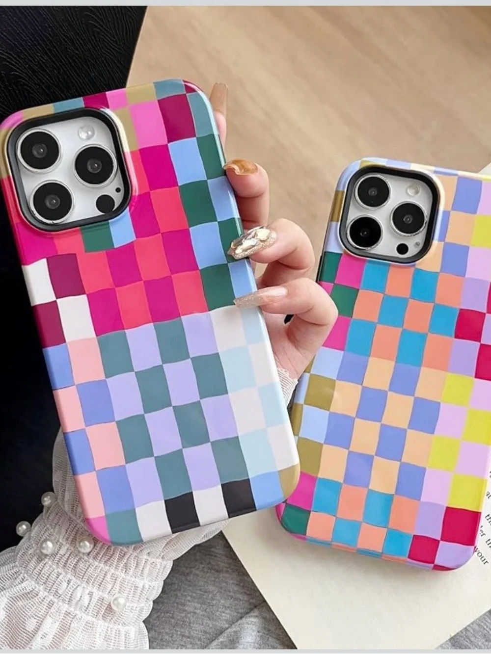 branple iPhone 14 Pro Case Colorful Checkered Plaid Slim Shockproof Cover NEW